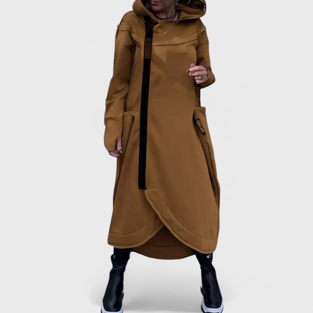 Mana - Felpa con cappuccio e zip lunga in tessuto leggero e traspirante
