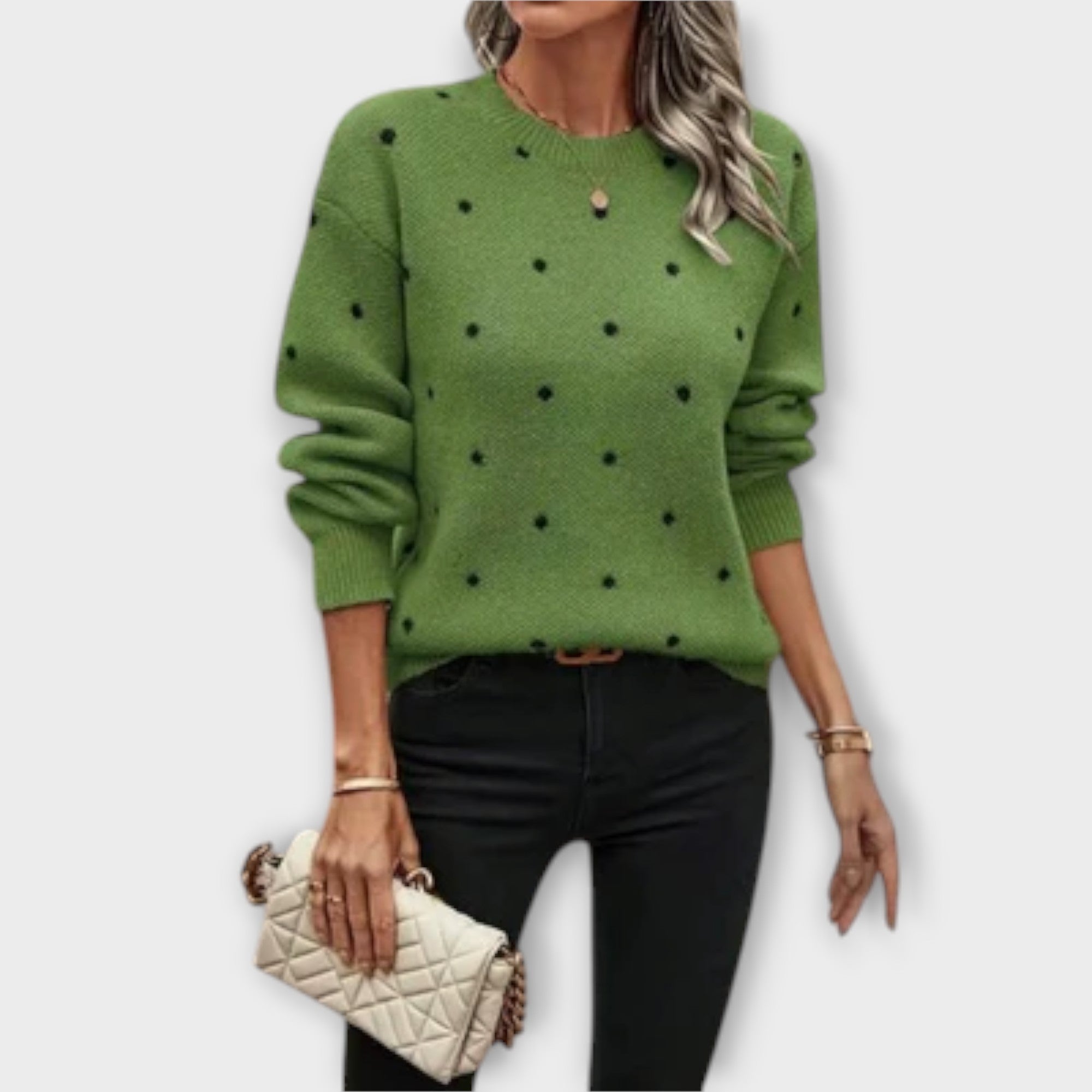 Ava – Maglione a Maniche Lunghe Casual in Maglia con Motivo a Pois