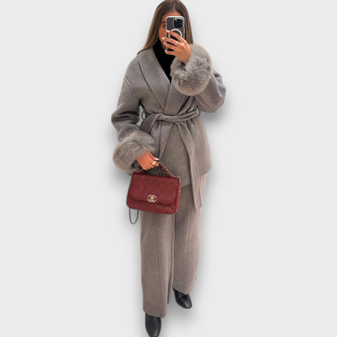 Gracelle – Cappotto con polsini in pelliccia