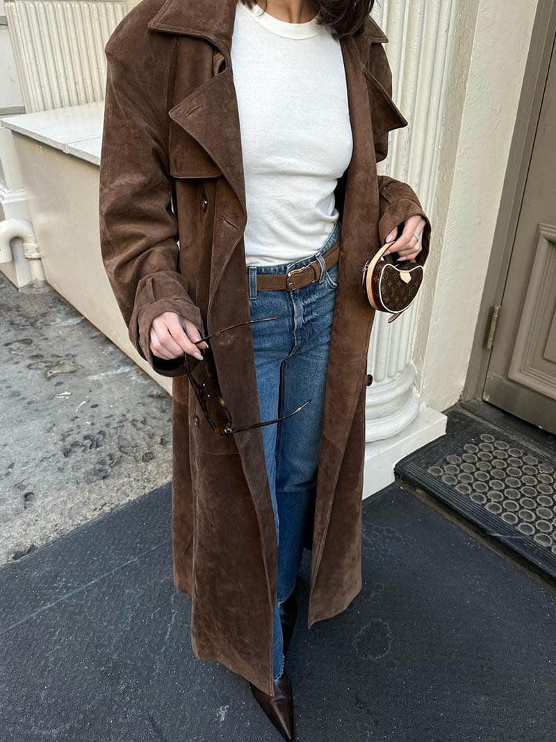 Molly trench coat in suede sintetico