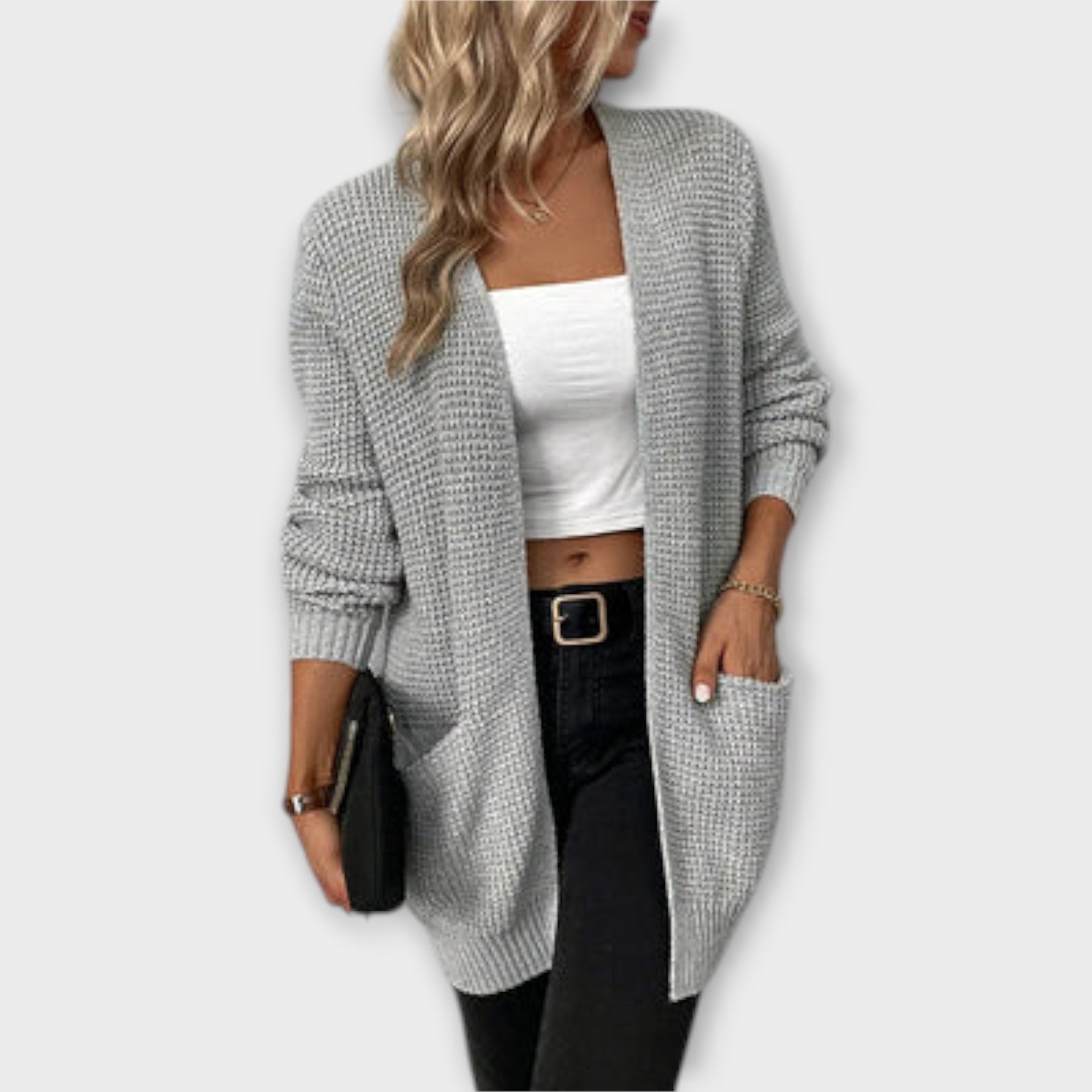Nancy - Cardigan Casual in Maglia con Tasche