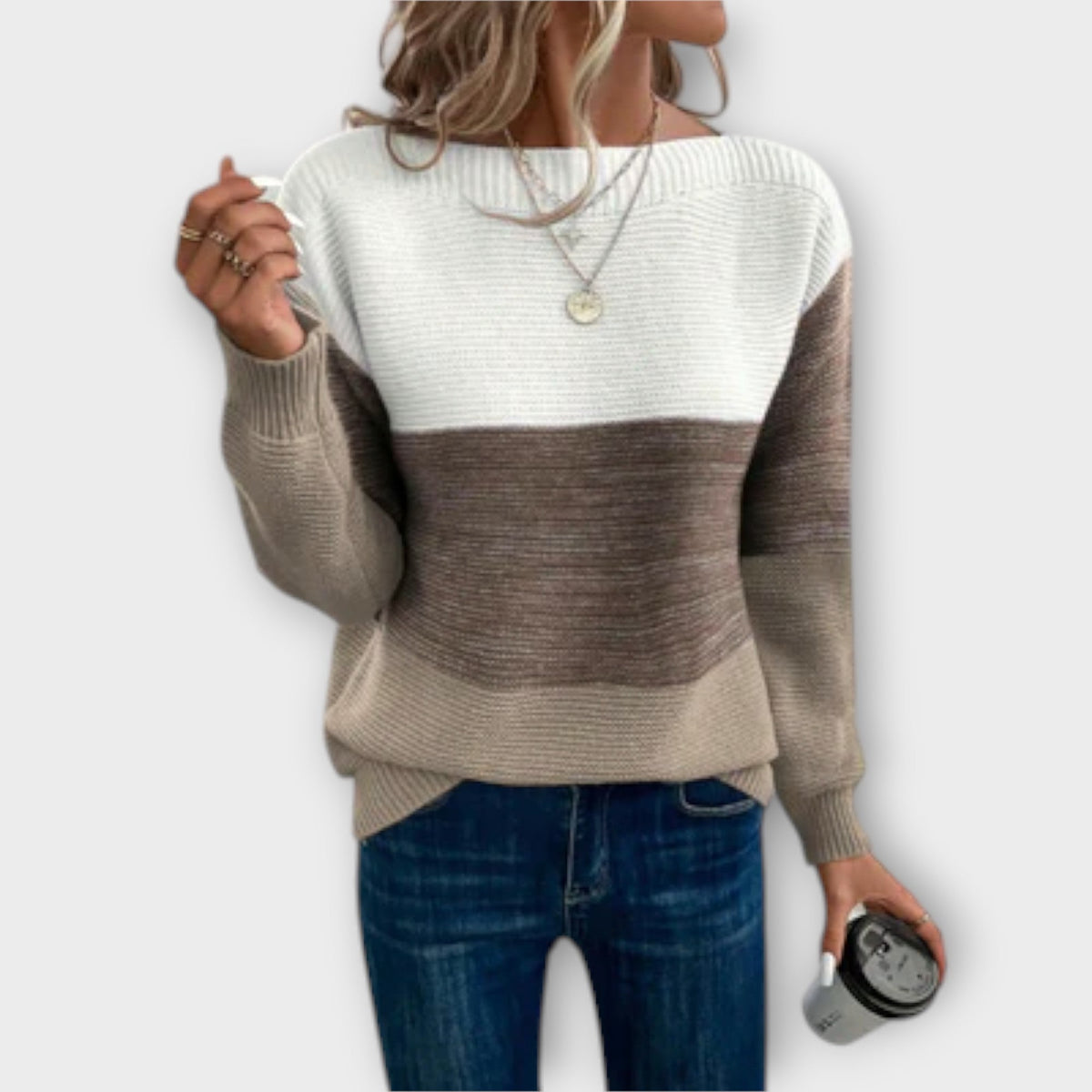 Clara - Pullover patchwork elegante in tre colori