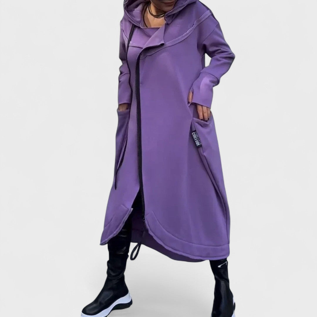 Mana - Felpa con cappuccio e zip lunga in tessuto leggero e traspirante