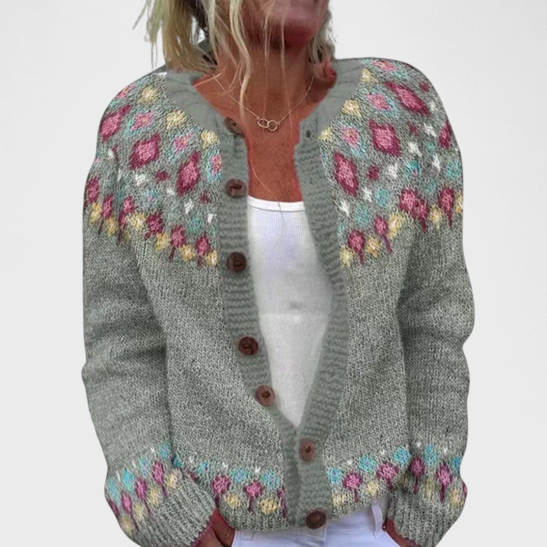 Lianne - Cardigan a maglia larga a fantasia chic