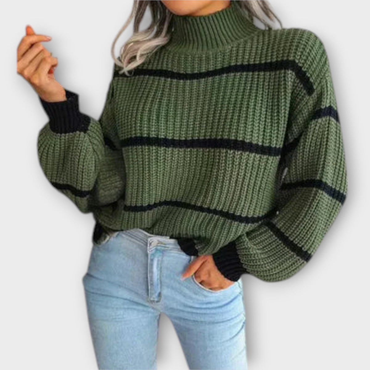 Chavala - Maglione a Collo Alto con Strisce