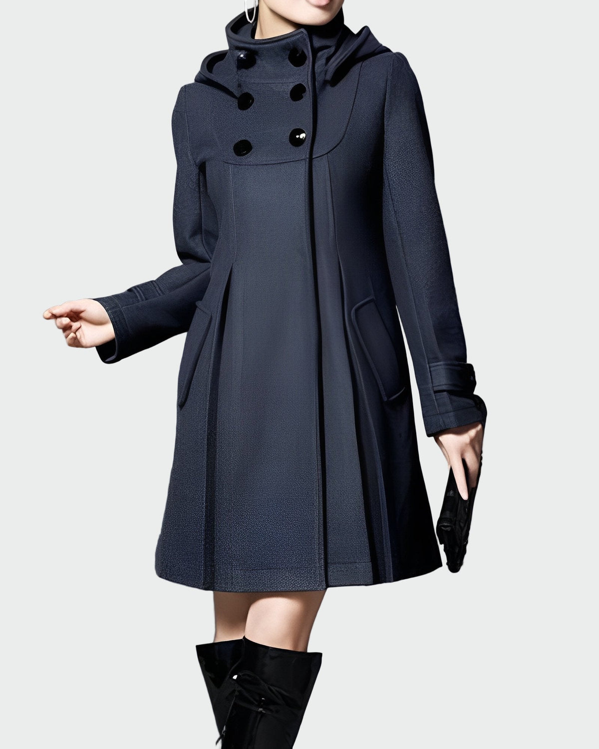 Cappotto con cappuccio e colletto