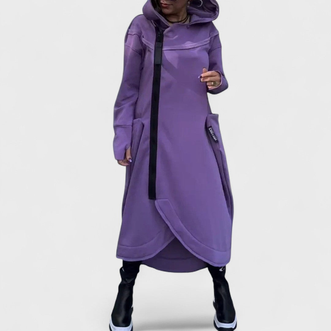 Mana - Felpa con cappuccio e zip lunga in tessuto leggero e traspirante