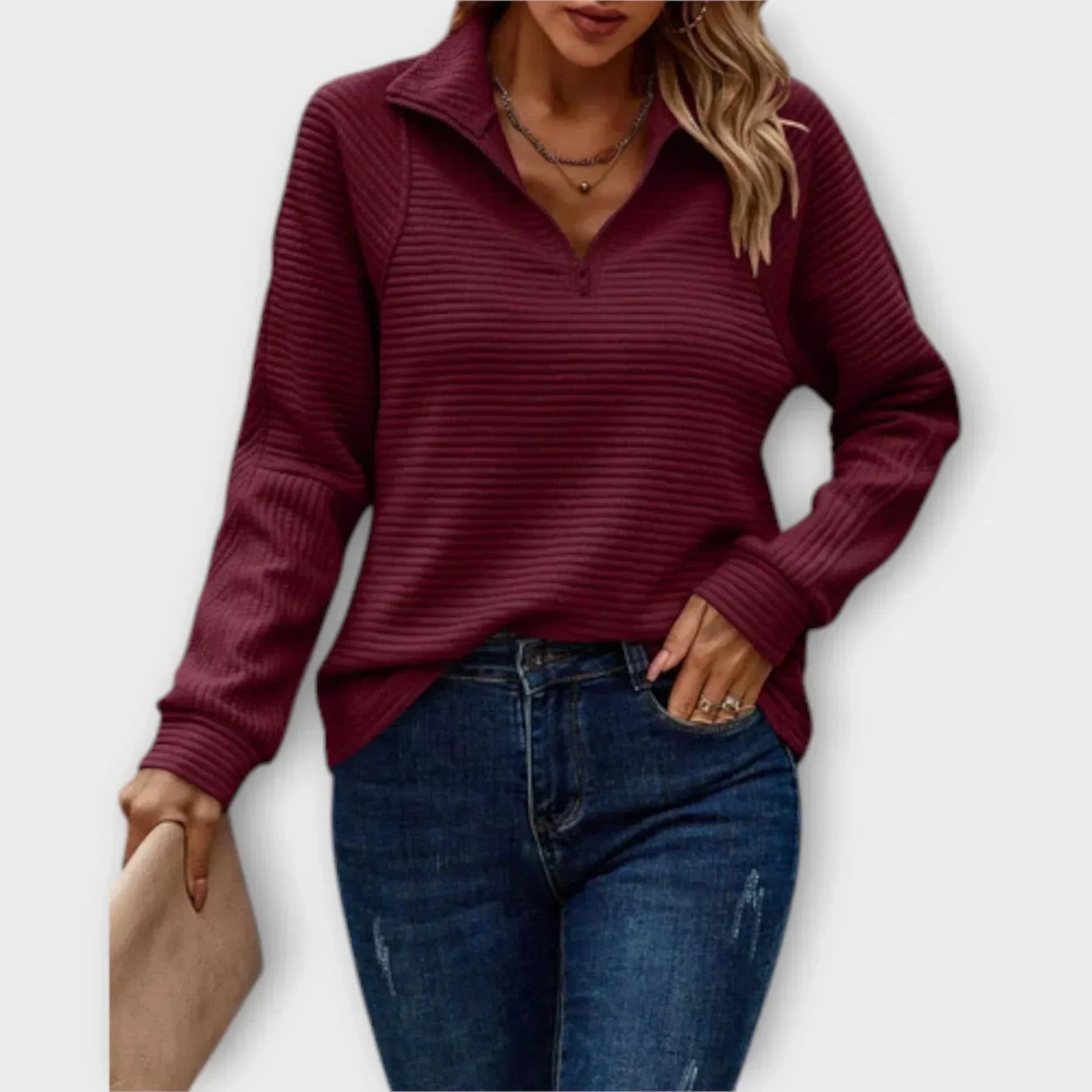 Olivia - Pullover con mezza zip